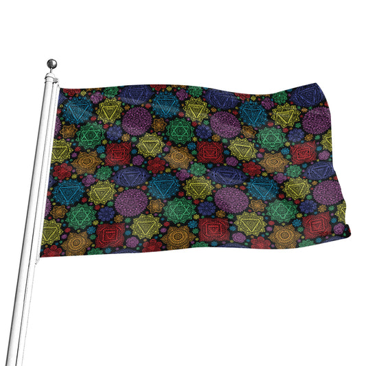 Seven Chakras Flowers Pattern Print Flag