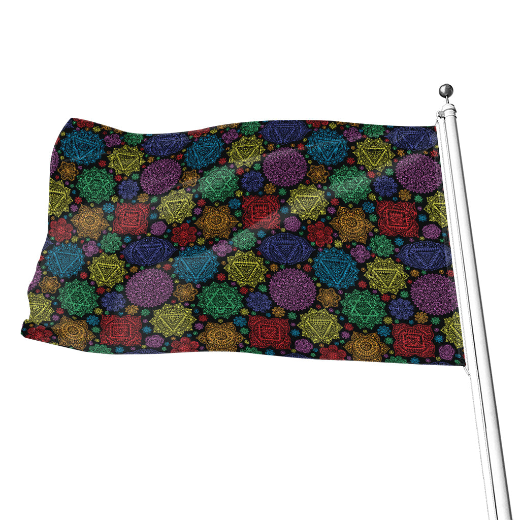 Seven Chakras Flowers Pattern Print Flag
