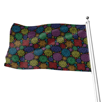 Seven Chakras Flowers Pattern Print Flag