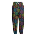 Seven Chakras Flowers Pattern Print Fleece Lined Knit Pants