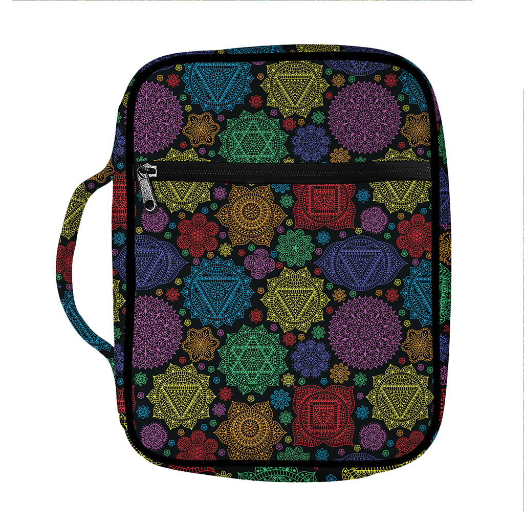 Seven Chakras Flowers Pattern Print Front Pocket Bible Bag