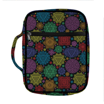 Seven Chakras Flowers Pattern Print Front Pocket Bible Bag