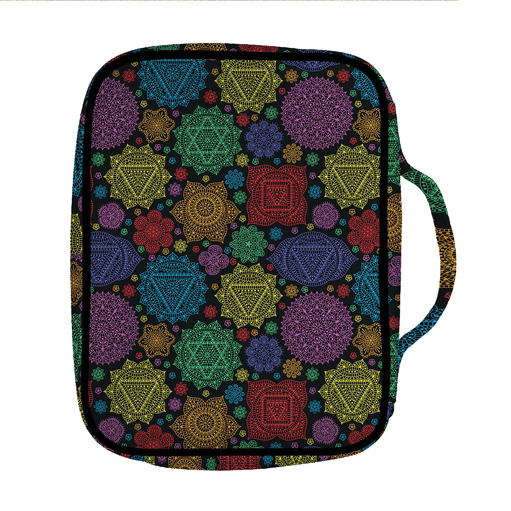Seven Chakras Flowers Pattern Print Front Pocket Bible Bag