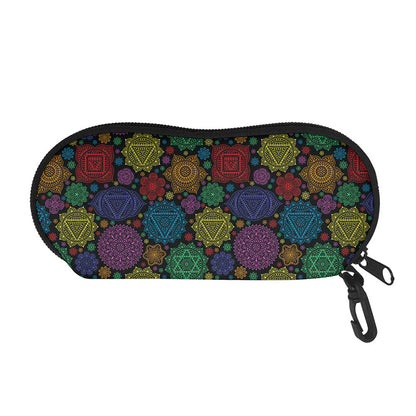 Seven Chakras Flowers Pattern Print Glasses Case