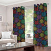 Seven Chakras Flowers Pattern Print Grommet Curtains