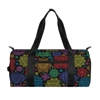 Seven Chakras Flowers Pattern Print Gym Bag