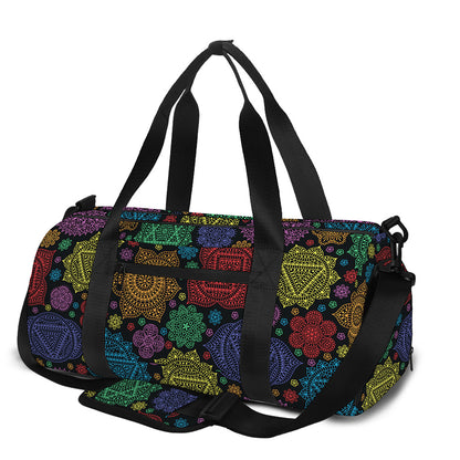 Seven Chakras Flowers Pattern Print Gym Bag
