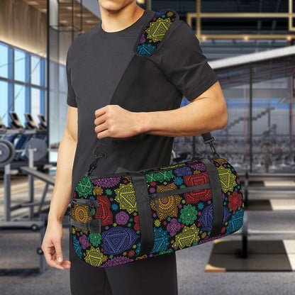 Seven Chakras Flowers Pattern Print Gym Bag