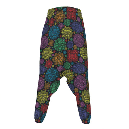 Seven Chakras Flowers Pattern Print Hammer Pants