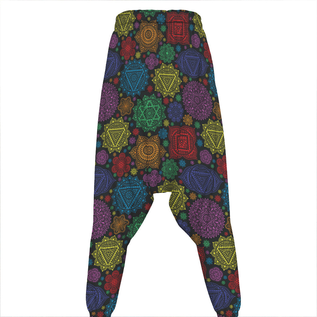 Seven Chakras Flowers Pattern Print Hammer Pants
