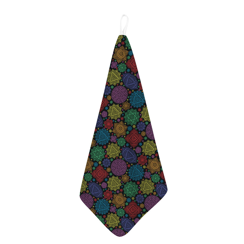 Seven Chakras Flowers Pattern Print Hand Towel