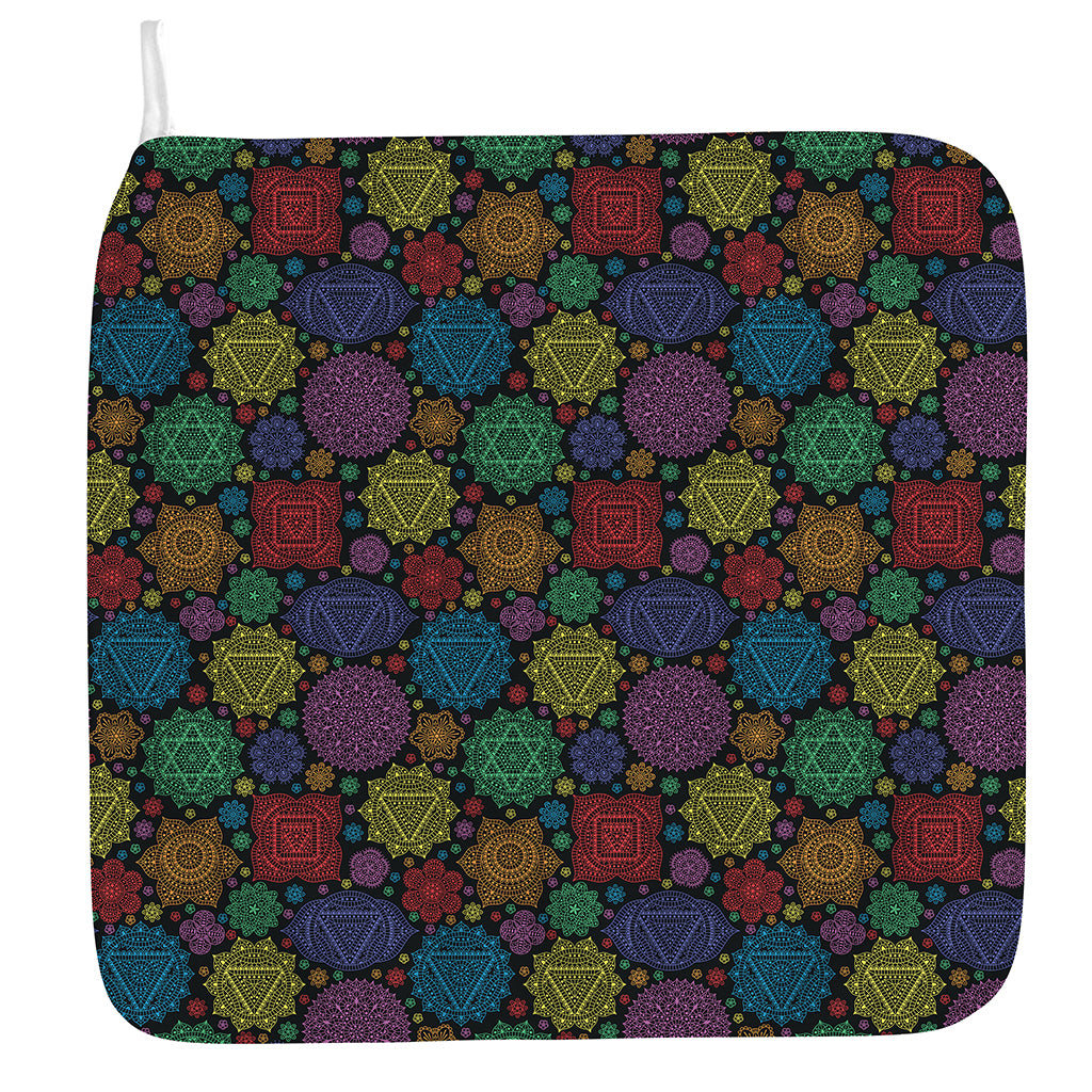 Seven Chakras Flowers Pattern Print Hand Towel