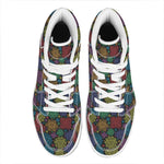 Seven Chakras Flowers Pattern Print High Top Leather Sneakers