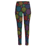 Seven Chakras Flowers Pattern Print High-Waisted Pocket Leggings