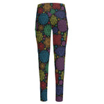 Seven Chakras Flowers Pattern Print High-Waisted Pocket Leggings