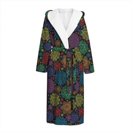Seven Chakras Flowers Pattern Print Hooded Bathrobe
