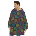 Seven Chakras Flowers Pattern Print Hoodie Blanket