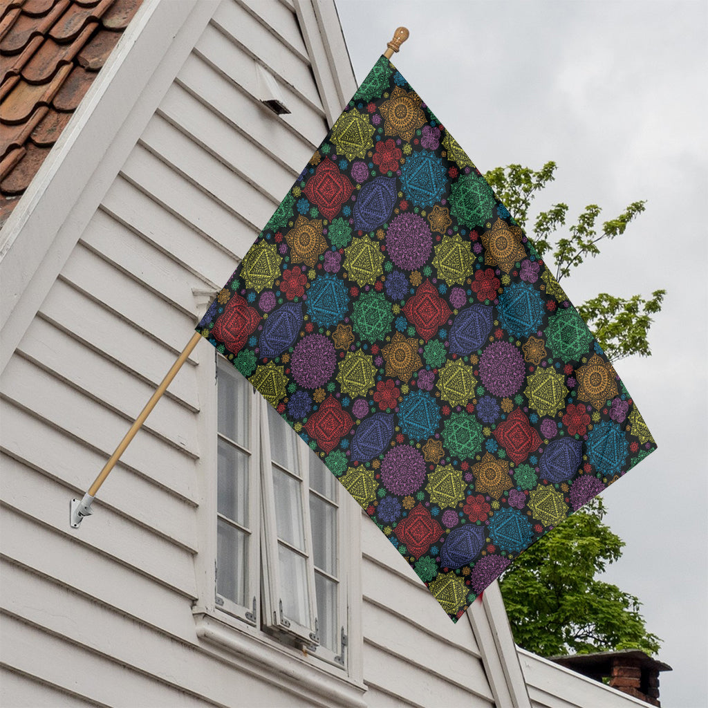 Seven Chakras Flowers Pattern Print House Flag