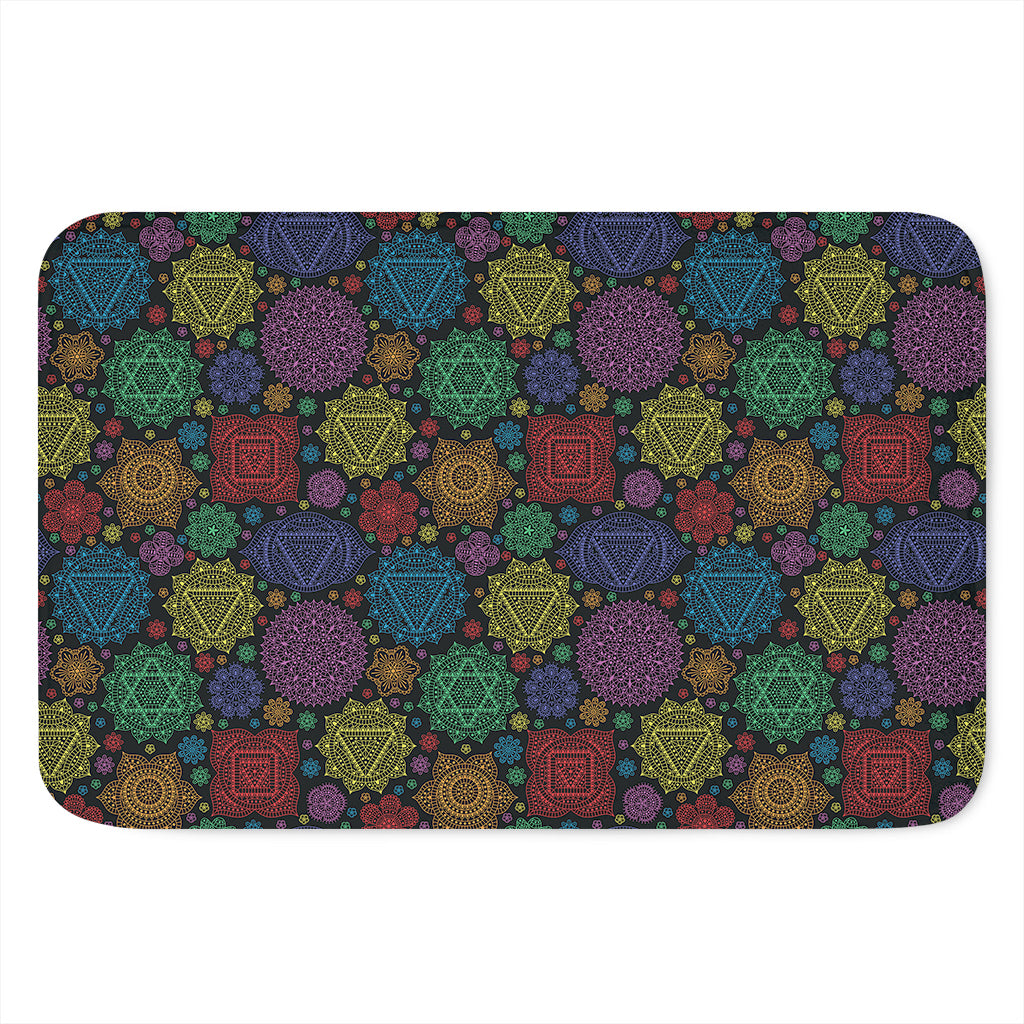 Seven Chakras Flowers Pattern Print Indoor Door Mat