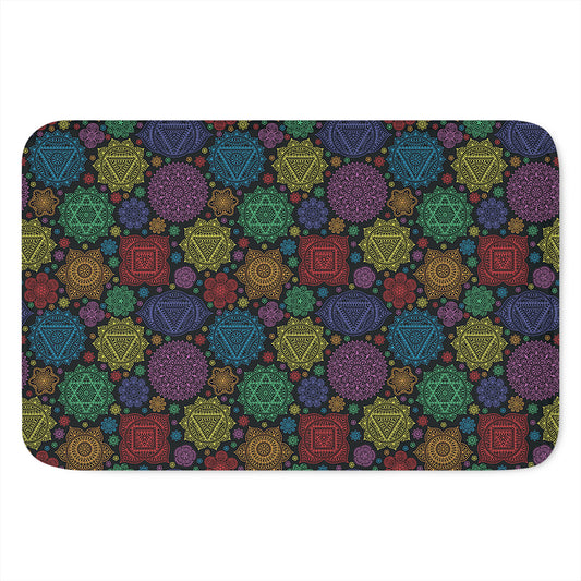 Seven Chakras Flowers Pattern Print Indoor Door Mat