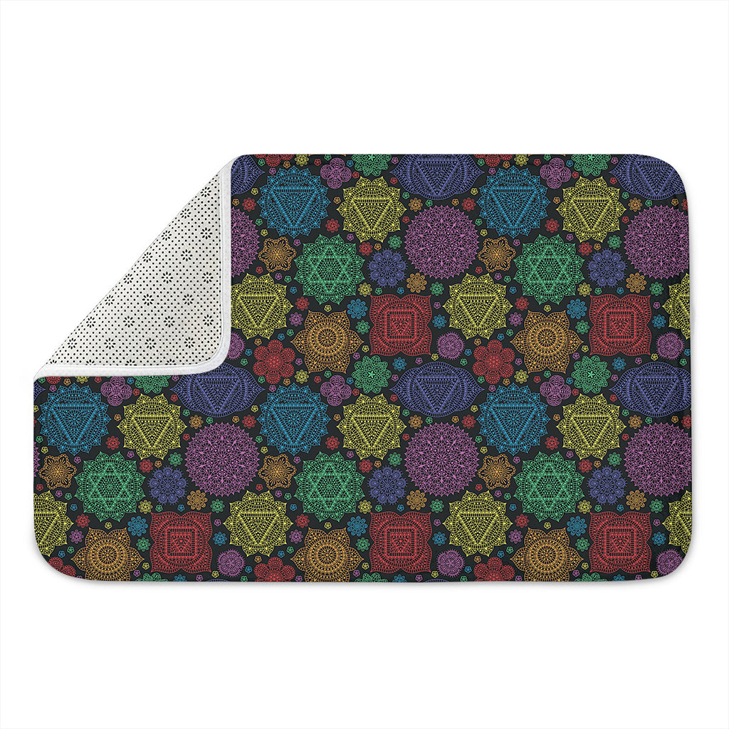 Seven Chakras Flowers Pattern Print Indoor Door Mat
