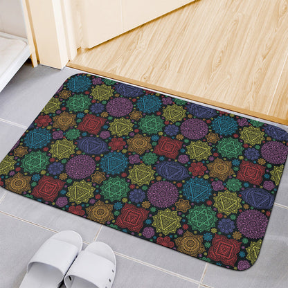 Seven Chakras Flowers Pattern Print Indoor Door Mat
