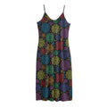 Seven Chakras Flowers Pattern Print Jersey Midi Cami Dress