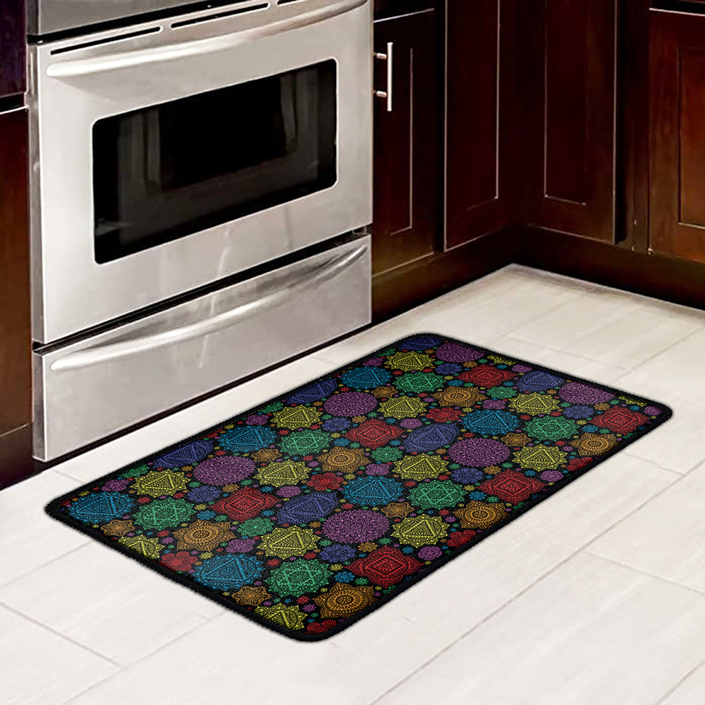 Seven Chakras Flowers Pattern Print Kitchen Mat