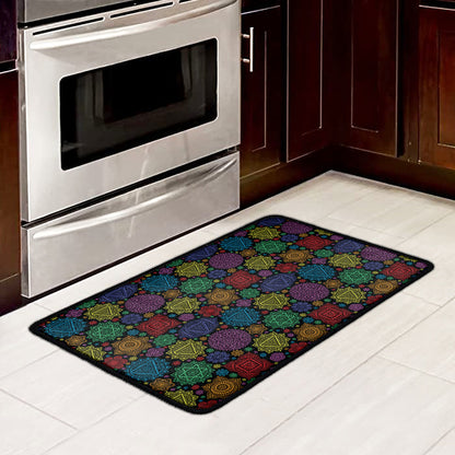 Seven Chakras Flowers Pattern Print Kitchen Mat
