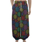 Seven Chakras Flowers Pattern Print Lantern Pants