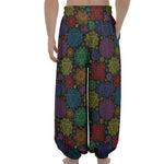 Seven Chakras Flowers Pattern Print Lantern Pants