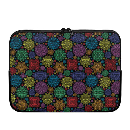 Seven Chakras Flowers Pattern Print Laptop Sleeve