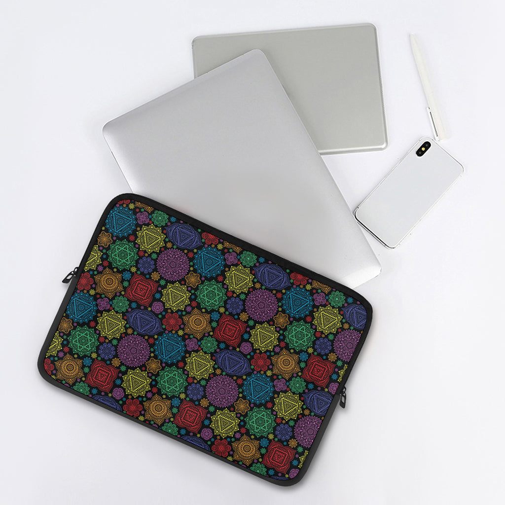 Seven Chakras Flowers Pattern Print Laptop Sleeve
