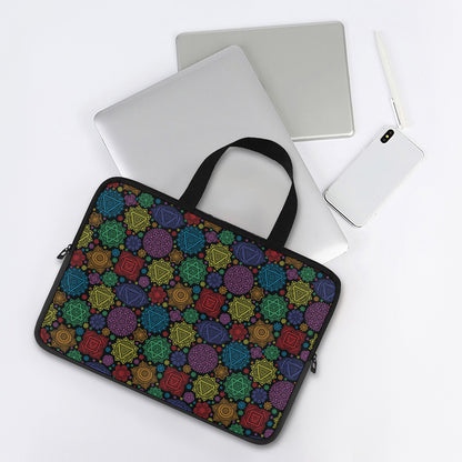 Seven Chakras Flowers Pattern Print Laptop Sleeve With Handle