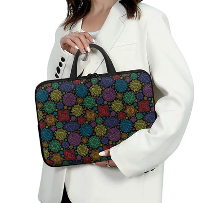 Seven Chakras Flowers Pattern Print Laptop Sleeve With Handle