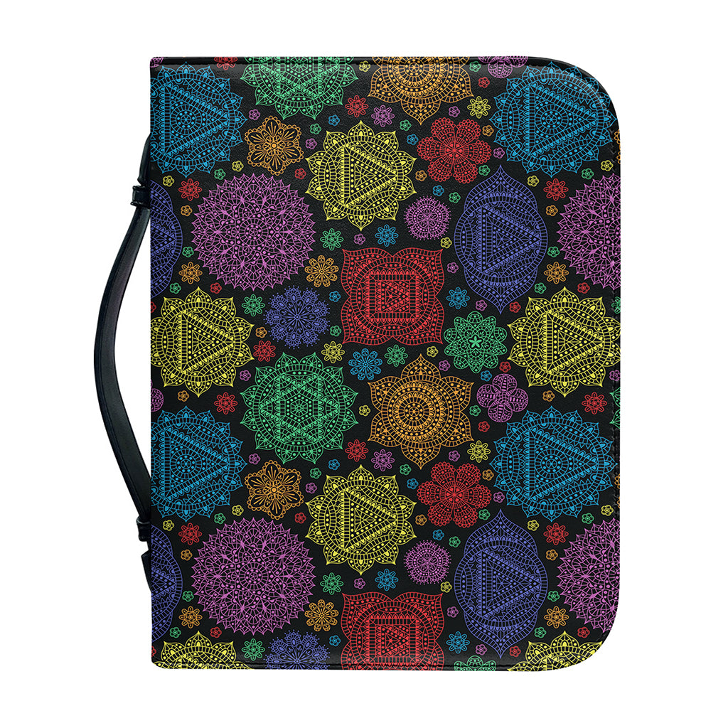 Seven Chakras Flowers Pattern Print Leather Bible Cover