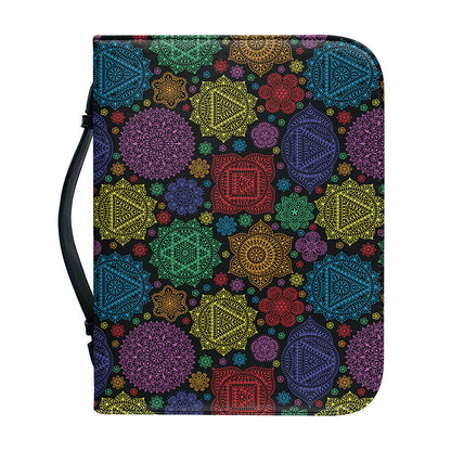 Seven Chakras Flowers Pattern Print Leather Bible Cover