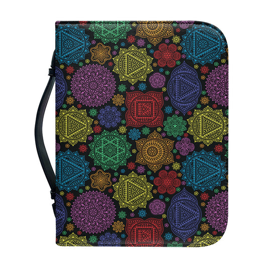 Seven Chakras Flowers Pattern Print Leather Bible Cover
