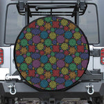 Seven Chakras Flowers Pattern Print Leather Spare Tire Cover