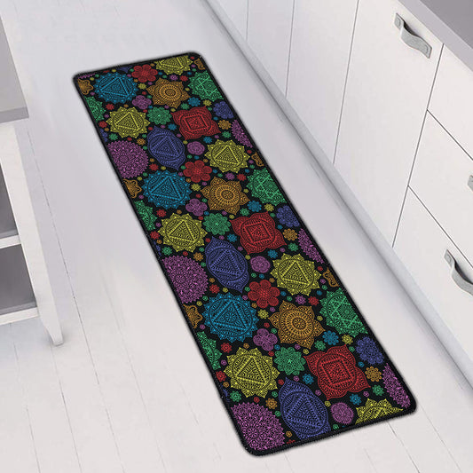Seven Chakras Flowers Pattern Print Long Kitchen Mat