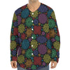 Seven Chakras Flowers Pattern Print Long Sleeve Baseball Jersey