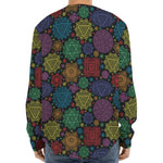 Seven Chakras Flowers Pattern Print Long Sleeve Baseball Jersey