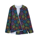 Seven Chakras Flowers Pattern Print Long Sleeve Short Coat
