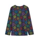 Seven Chakras Flowers Pattern Print Long Sleeve Short Coat