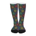 Seven Chakras Flowers Pattern Print Long Socks