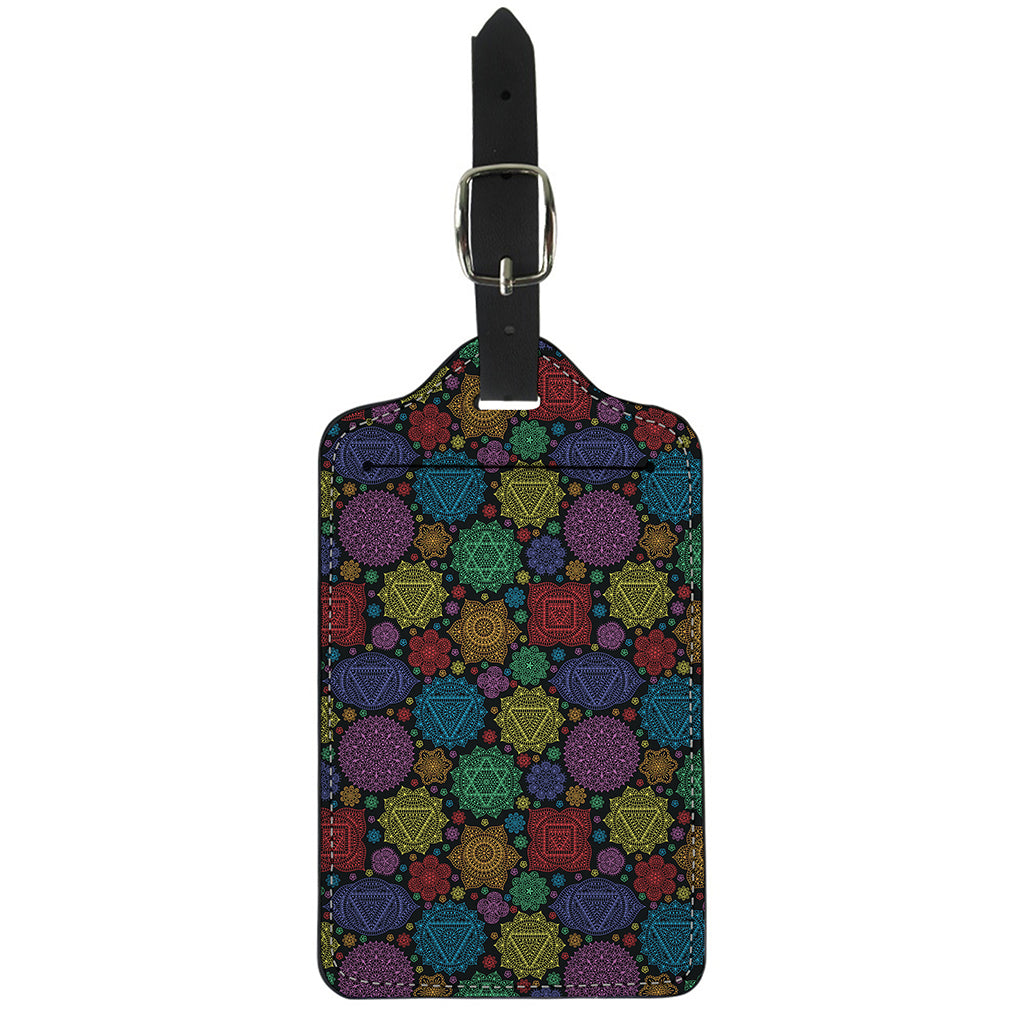 Seven Chakras Flowers Pattern Print Luggage Tag