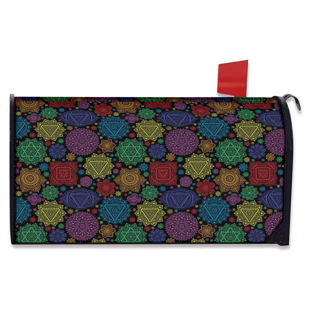 Seven Chakras Flowers Pattern Print Mailbox Cover