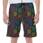 Seven Chakras Flowers Pattern Print Men's Beach Shorts