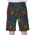 Seven Chakras Flowers Pattern Print Men's Beach Shorts