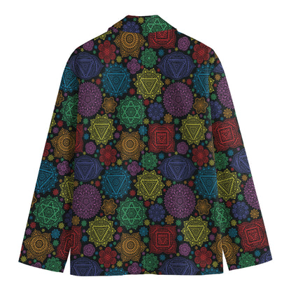 Seven Chakras Flowers Pattern Print Men's Blazer
